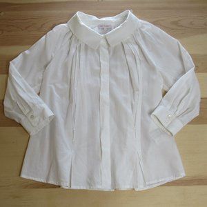 Dice Kayek Pink Label Womens 3/4 Sleeve Collared White Button Down Cotton Sz 38